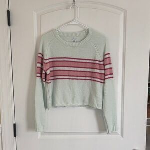 Francesca's Collections Mint and Pink Striped Sweater